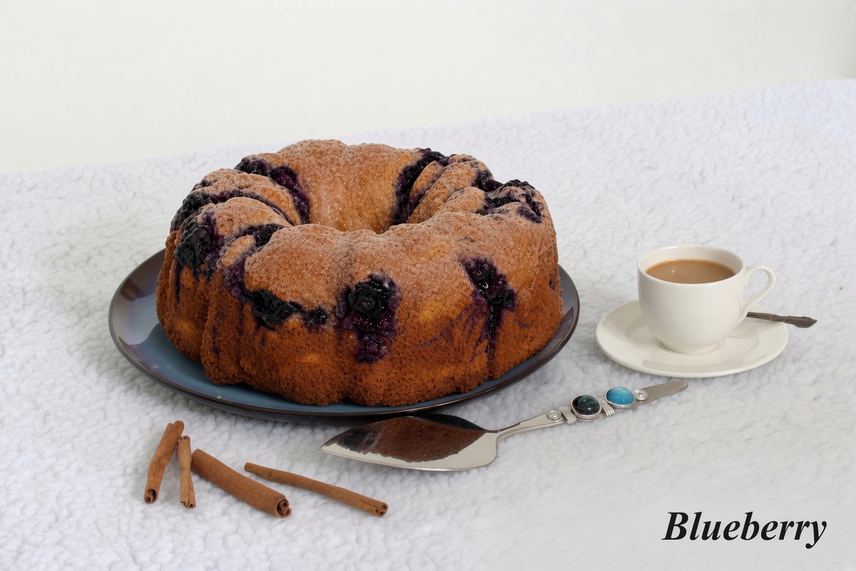 Blueberry Cake with tea setting