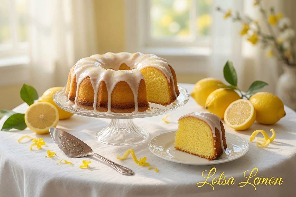 Lotsa Lemon Cake in a tea room setting